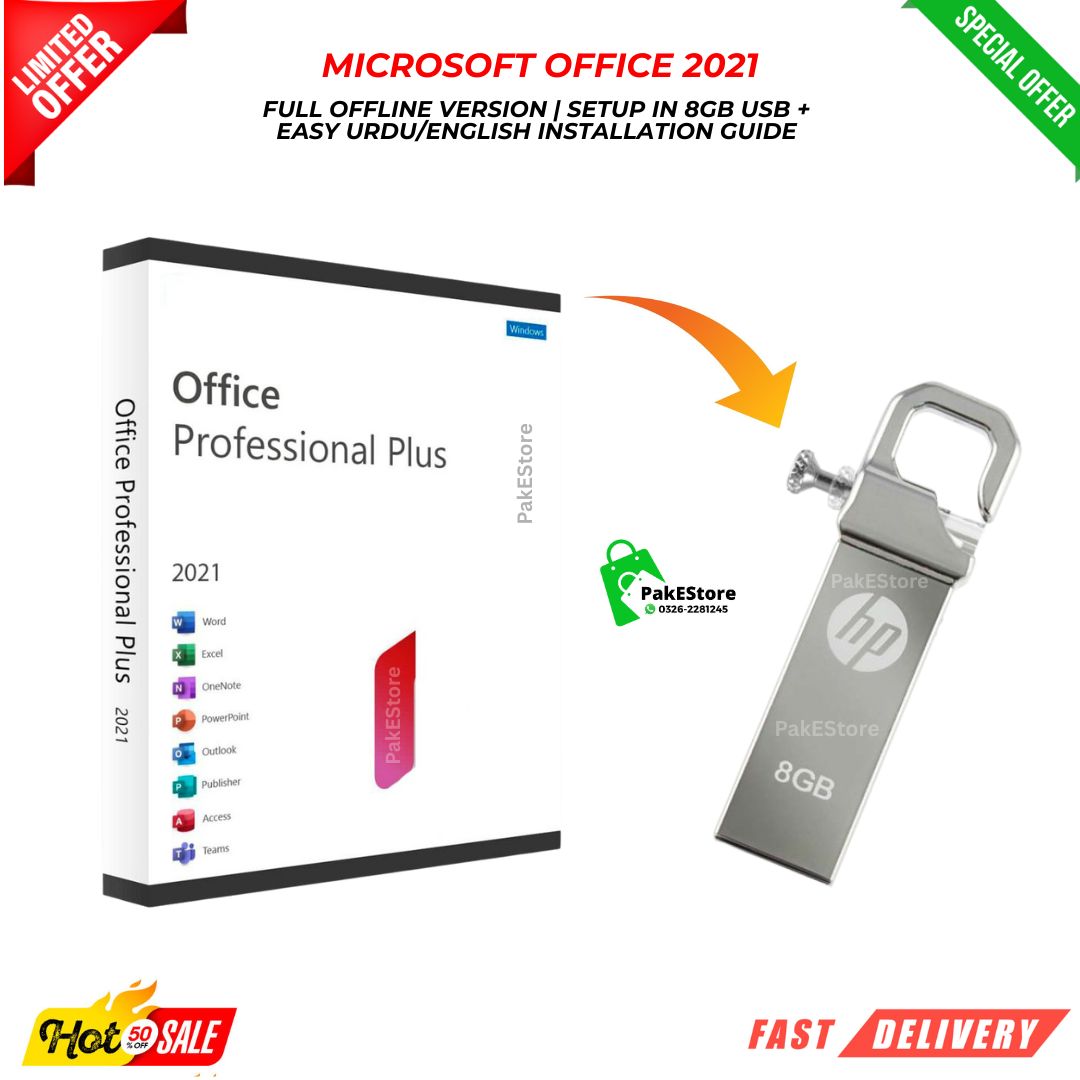Microsoft Office 2021 – Lifetime Activated | USB Edition | No Updates Needed | Full Offline Installer