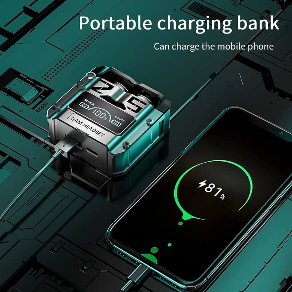 Modern Gaming Earbuds TWS M25 – RGB Case | Noise Cancellation | Digital Display