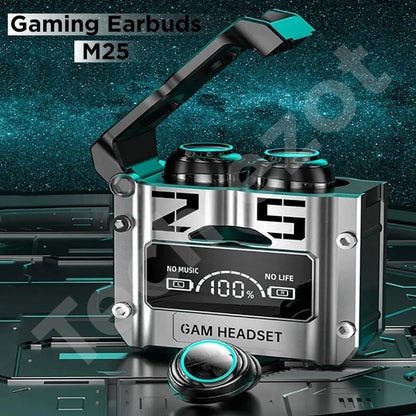 Modern Gaming Earbuds TWS M25 – RGB Case | Noise Cancellation | Digital Display