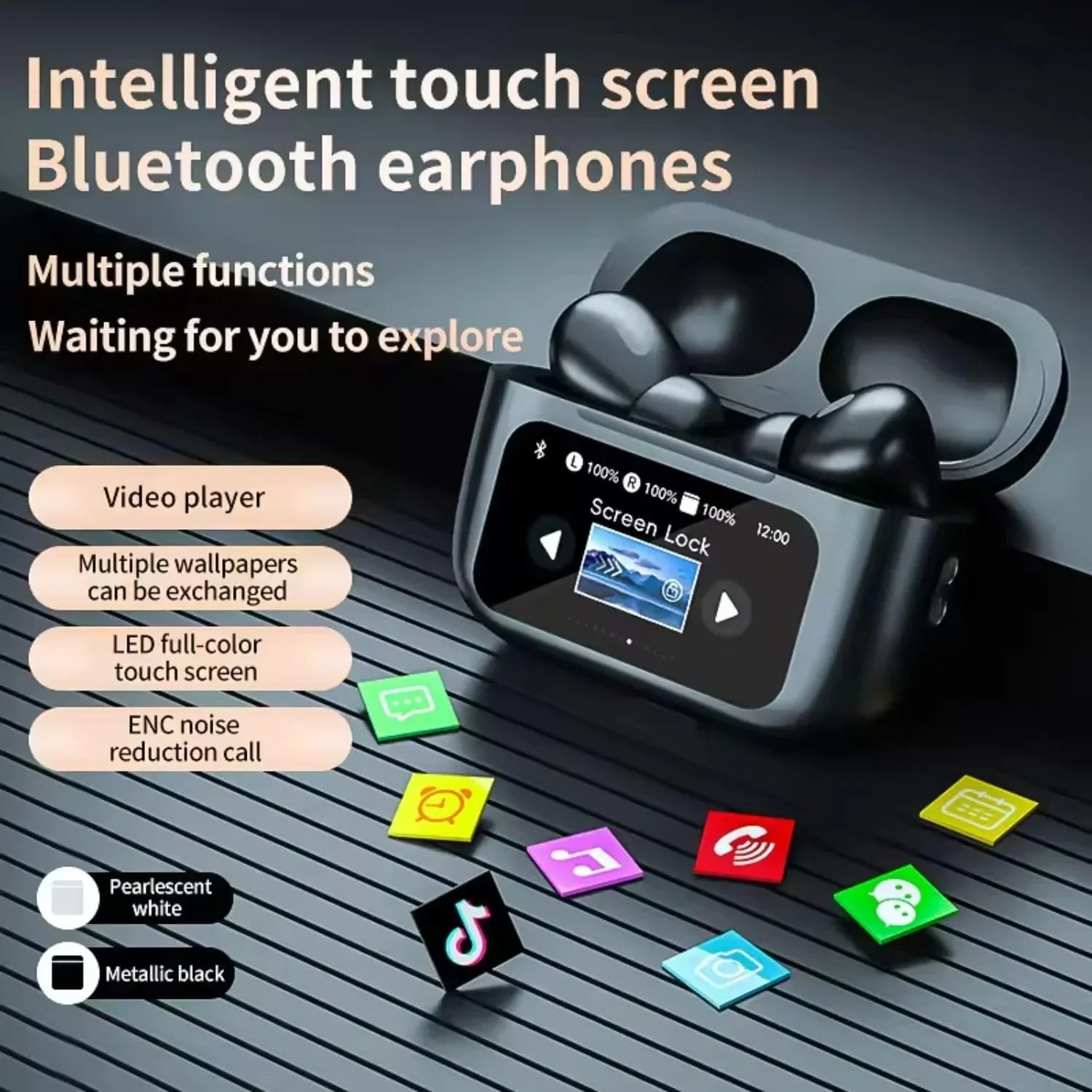 A9 Pro ANC/ENC Wireless Earbuds with Touchscreen Charging Case