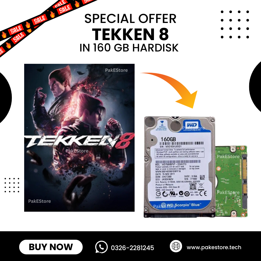Tekken 8 – Full Game in 160GB Hard Drive (Plug & Play for PC & Laptop)