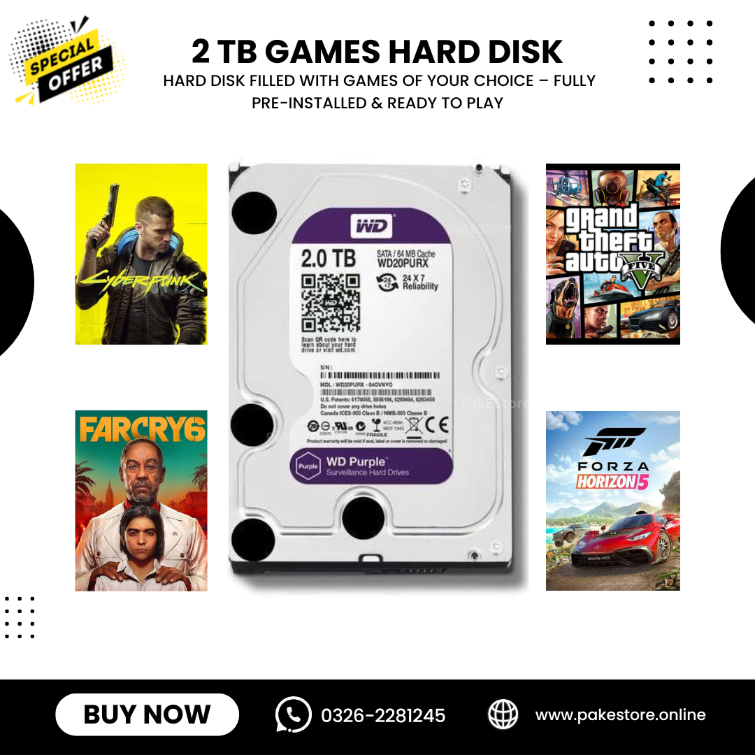 2 TB Preloaded PC Games Hard Disk – Filled With Your Favorite Games – Plug & Play Ready