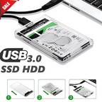 USB 3.0 Transparent Hard Drive Case – 2.5" Portable SSD/HDD Enclosure
