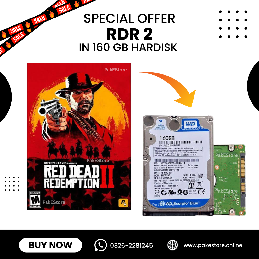 160GB Preloaded PC Games Hard Disk – Includes Red Dead Redemption 2 – Plug & Play Ready