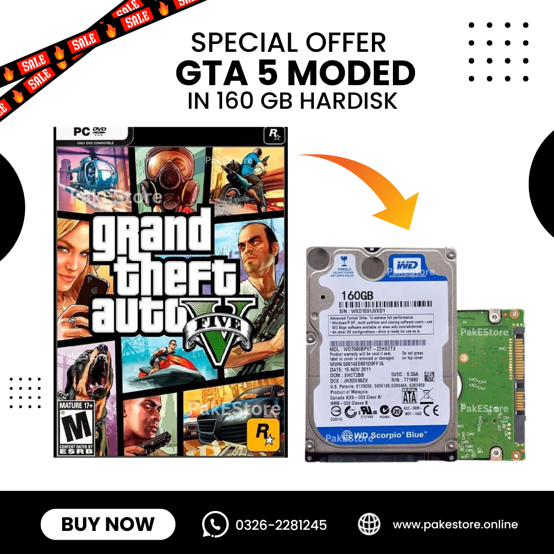 🎮GTA 5 Modded Latest Version 3586 – Laptop & PC | 160GB HDD (Internal / Portable)