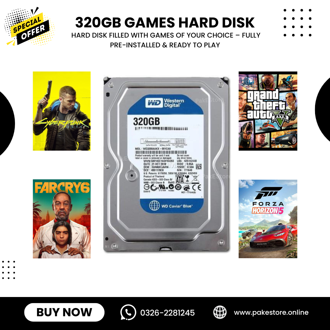 320GB Preloaded PC Games Hard Disk – Filled With Your Favorite Games – Plug & Play Ready