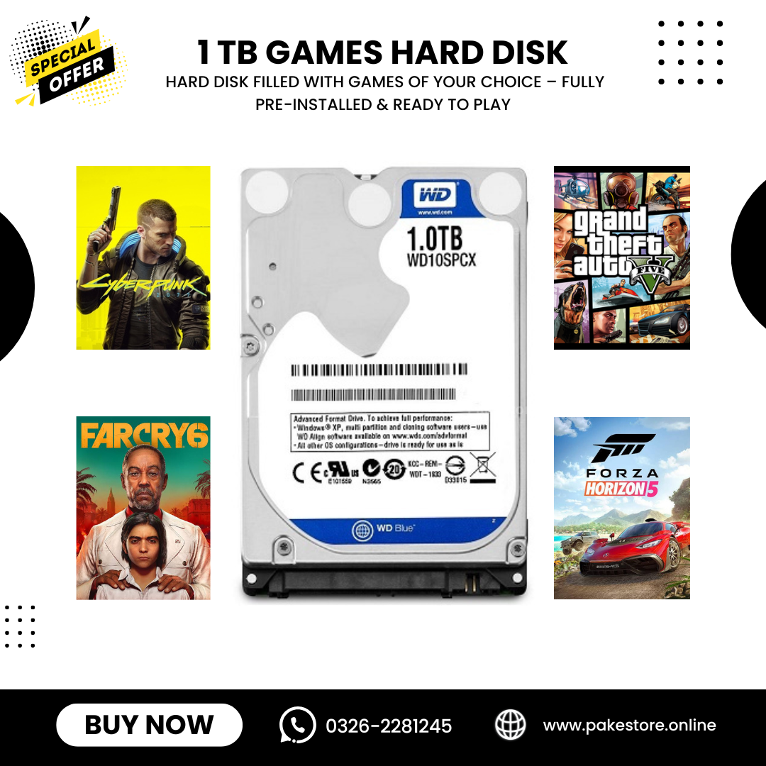 1 TB Preloaded PC Games Hard Disk – Filled With Your Favorite Games – Plug & Play Ready