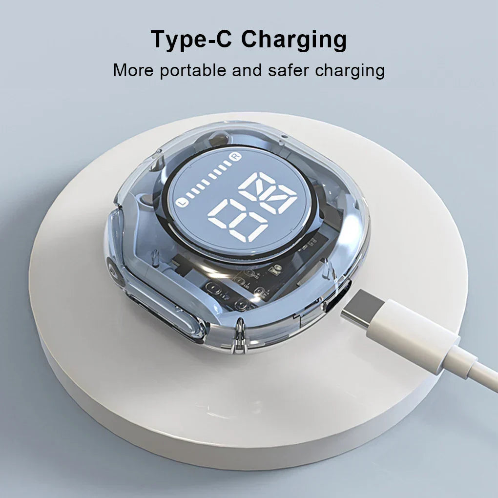 Air 39 Gaming Earbuds – Transparent Design, LED Display, IPX4 Waterproof & ENC Mic