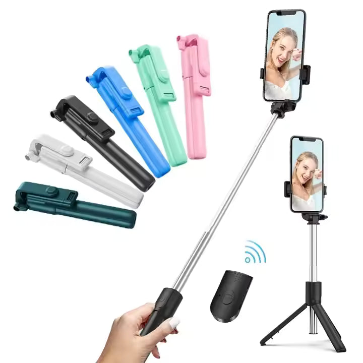 4-in-1 Wireless Selfie Stick Tripod with Bluetooth Shutter & LED Light – Foldable & Rechargeable