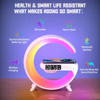 Multifunction Wireless Charging Dock Station with RGB Light, Alarm Clock & Bluetooth Speaker – Fast Charging for iPhone, Samsung, Xiaomi