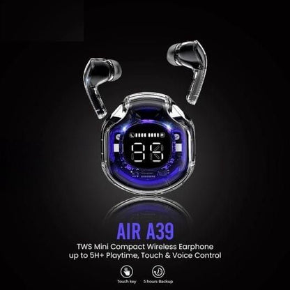 Air 39 Gaming Earbuds – Transparent Design, LED Display, IPX4 Waterproof & ENC Mic